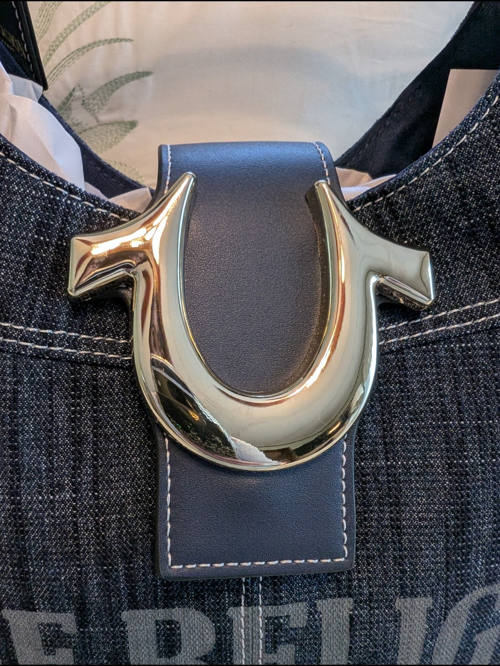 True Religion Dark Blue Denim Hobo Bag with Signature Silver Logo Accent NWT - Picture 9 of 10